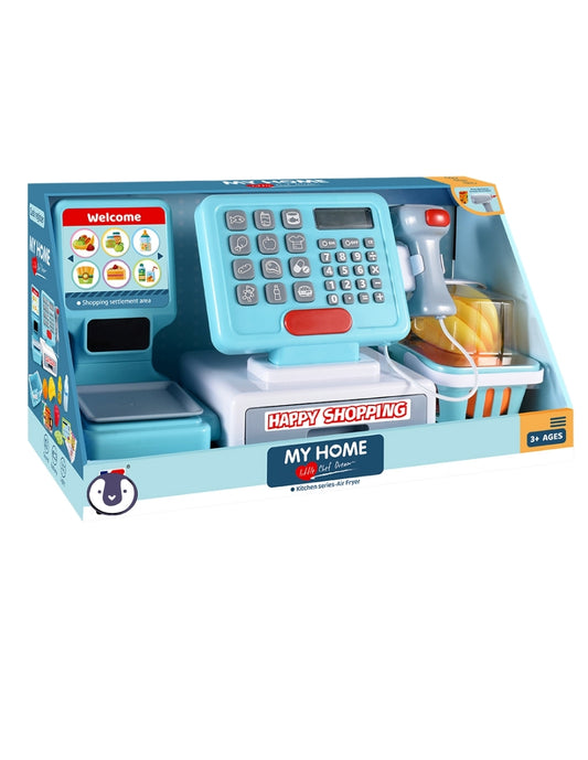 PINGÜE® Role Play | Caja registradora de supermercado con báscula y accesorios. 10 piezas. Color azul pastel. Juguetes Niños y Niñas