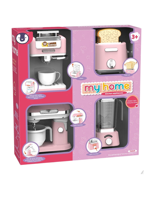 PINGÜE® Role Play | Paquete de 4 piezas de accesorios de cocina estilo Trendy | Color Rosa Pastel | Juguetes Niños y Niñas