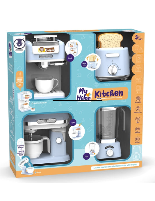 PINGÜE® Role Play | Paquete de 4 piezas de accesorios de cocina estilo Trendy | Color Azul Pastel | Juguetes Niños y Niñas