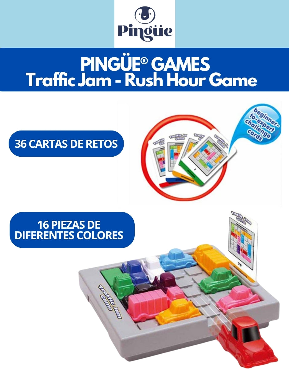 PINGÜE® Games STEM | Traffic Jam Game | Juego de Lógica Rush Hour (5+ años) | Juegos Mesa para toda la familia