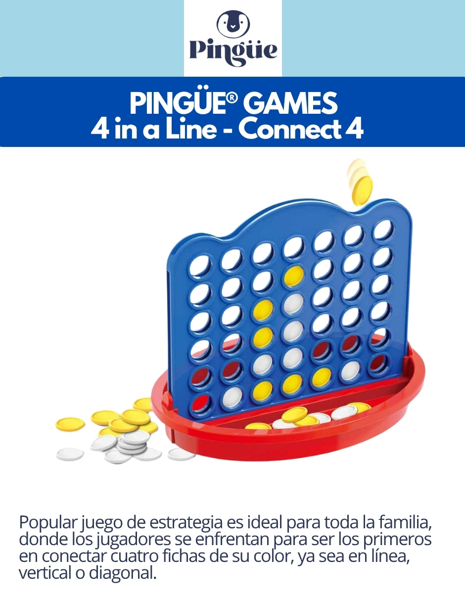 PINGÜE® Games STEM | Juego de Mesa 4 en Línea, Conecta 4 Clásico, Juego de Estrategia Familiar (4+ años) | Juegos Mesa para toda la familia |