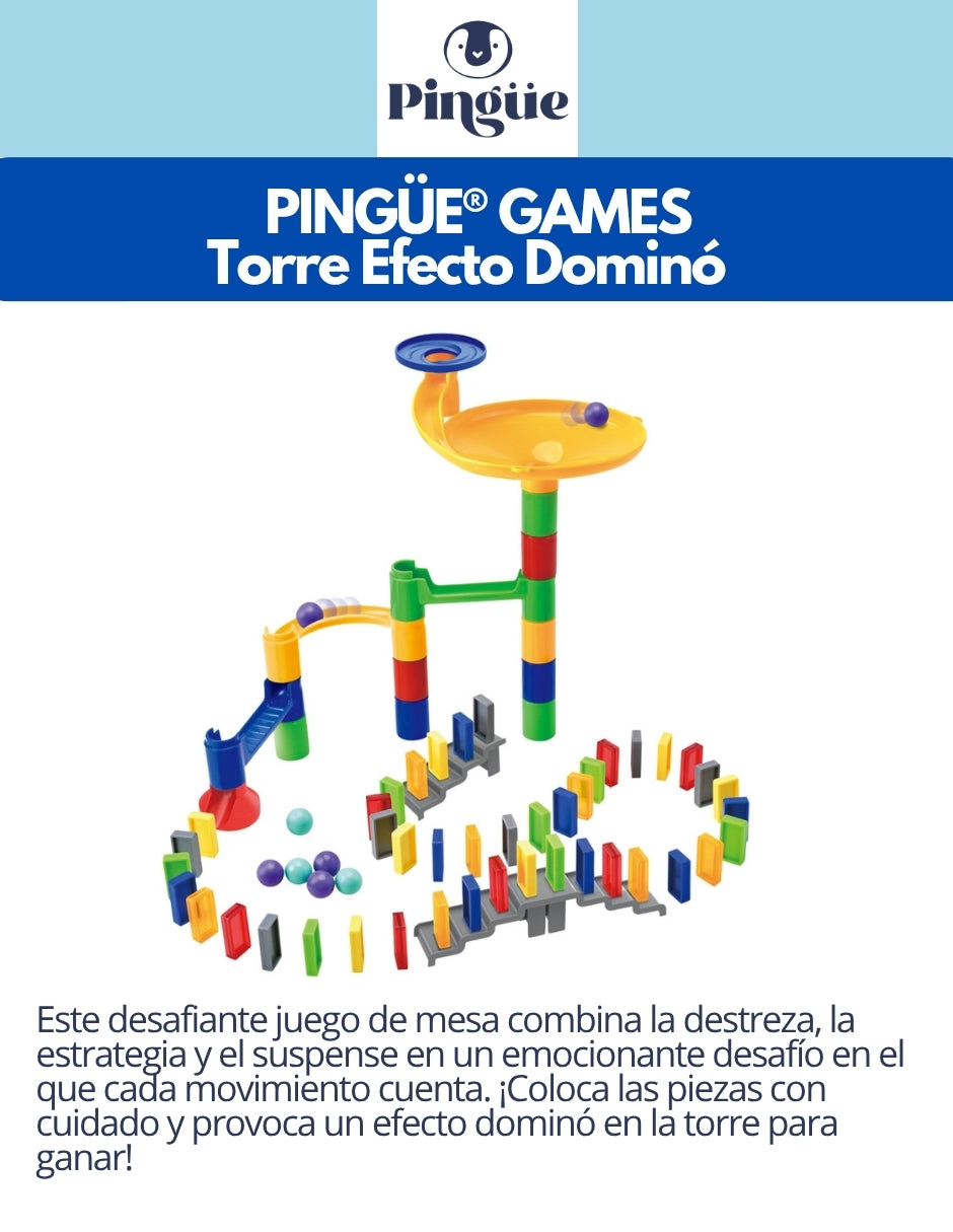 PINGÜE® Games STEM | Juego de Mesa Torre Efecto Dominó | Desafío de Habilidad y Estrategia | Juegos Mesa Familiar