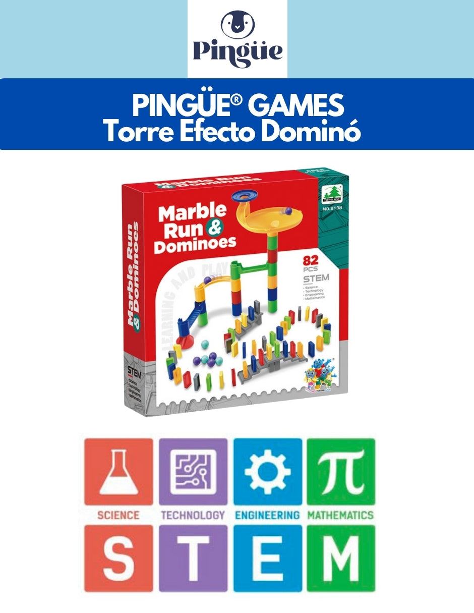 PINGÜE® Games STEM | Juego de Mesa Torre Efecto Dominó | Desafío de Habilidad y Estrategia | Juegos Mesa Familiar