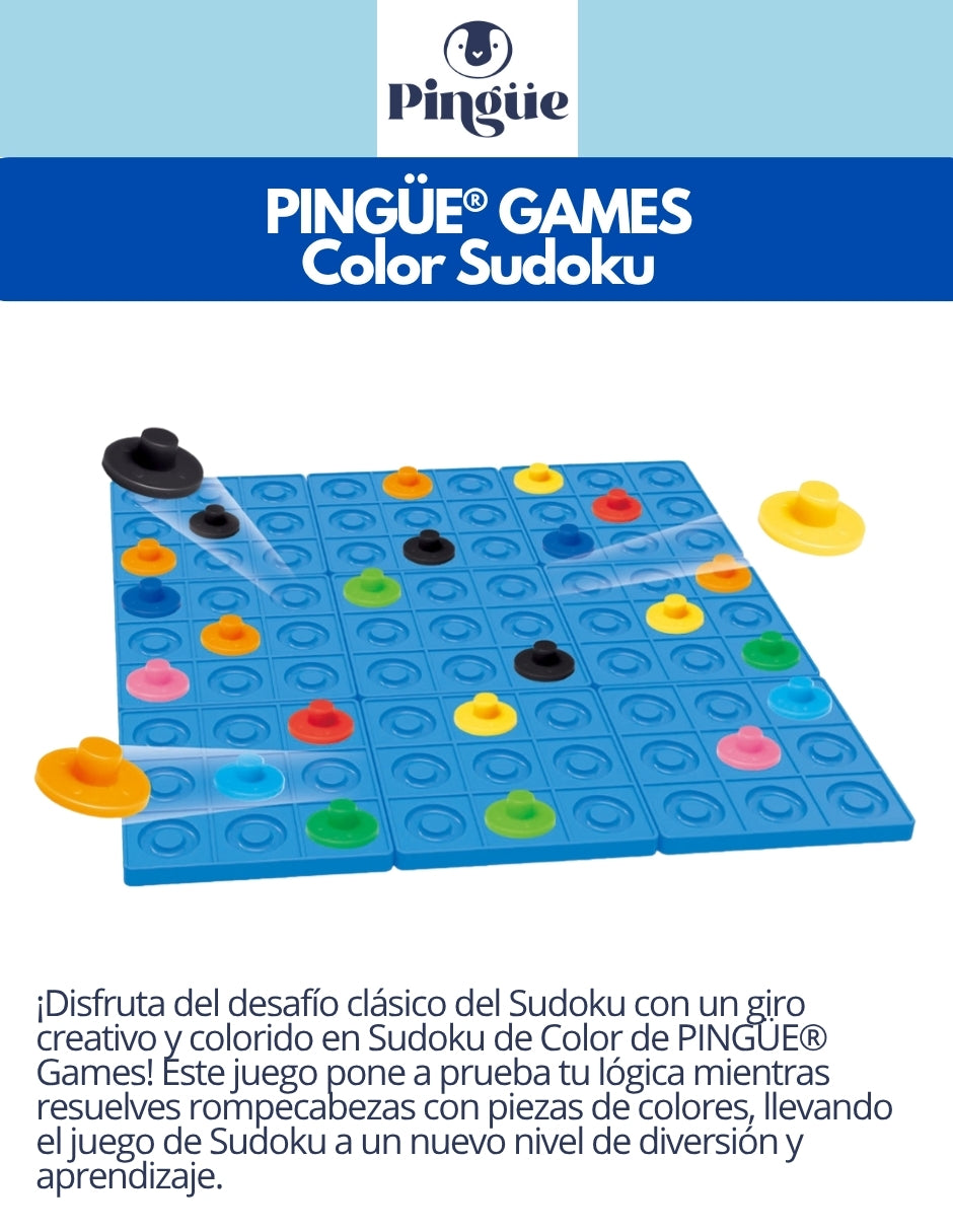 PINGÜE® Games STEM | Juego de Mesa Sudoku de Color, Desafío Lógico y Creativo | Juegos de Mesa para toda la Familia