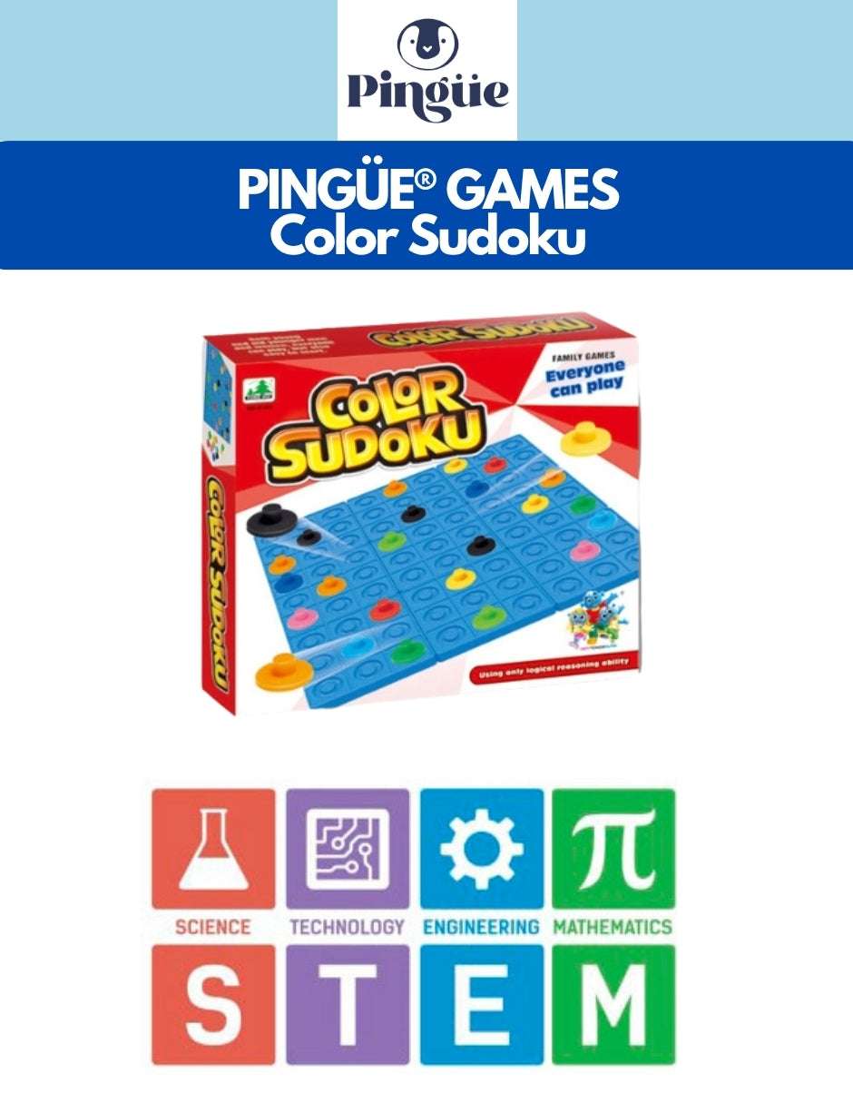 PINGÜE® Games STEM | Juego de Mesa Sudoku de Color, Desafío Lógico y Creativo | Juegos de Mesa para toda la Familia