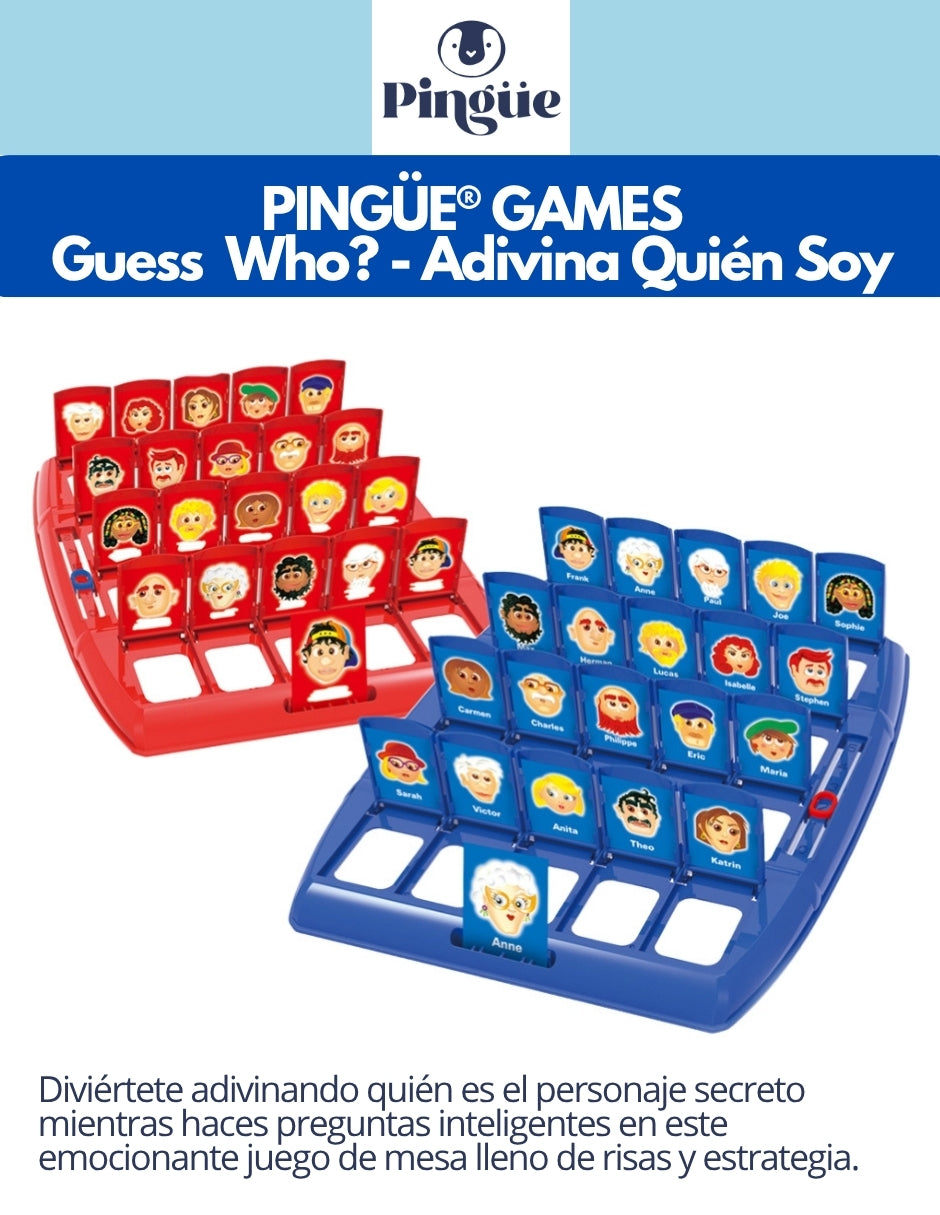 PINGÜE® Games | Juego de Mesa Familiar GUESS WHO | Adivina Quién es el Personaje | Juegos de Mesa para toda la Familia
