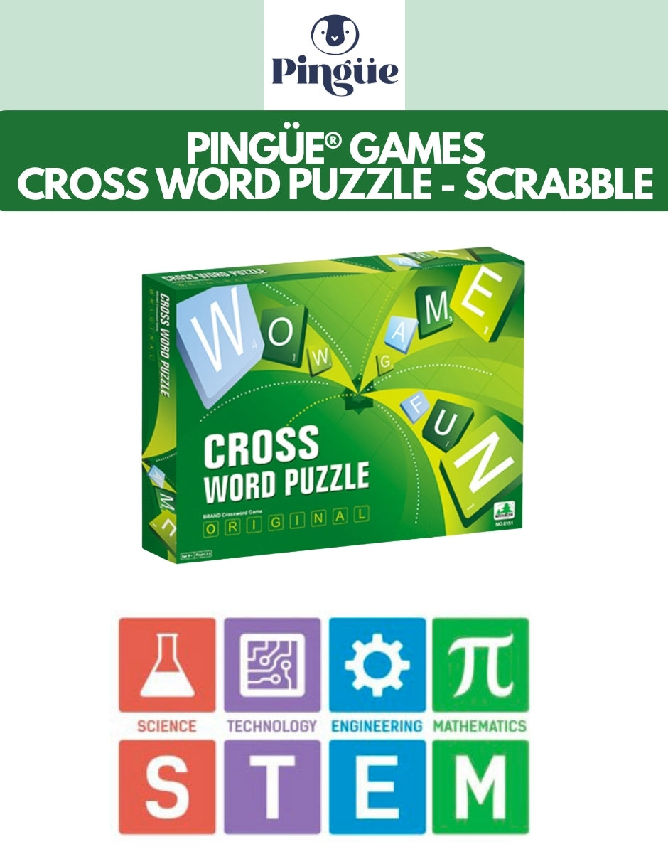 PINGÜE® Games STEM | Juego de Palabras Crossword SCRABBLE | Puzzle Game | Juegos de Mesa para toda la Familia