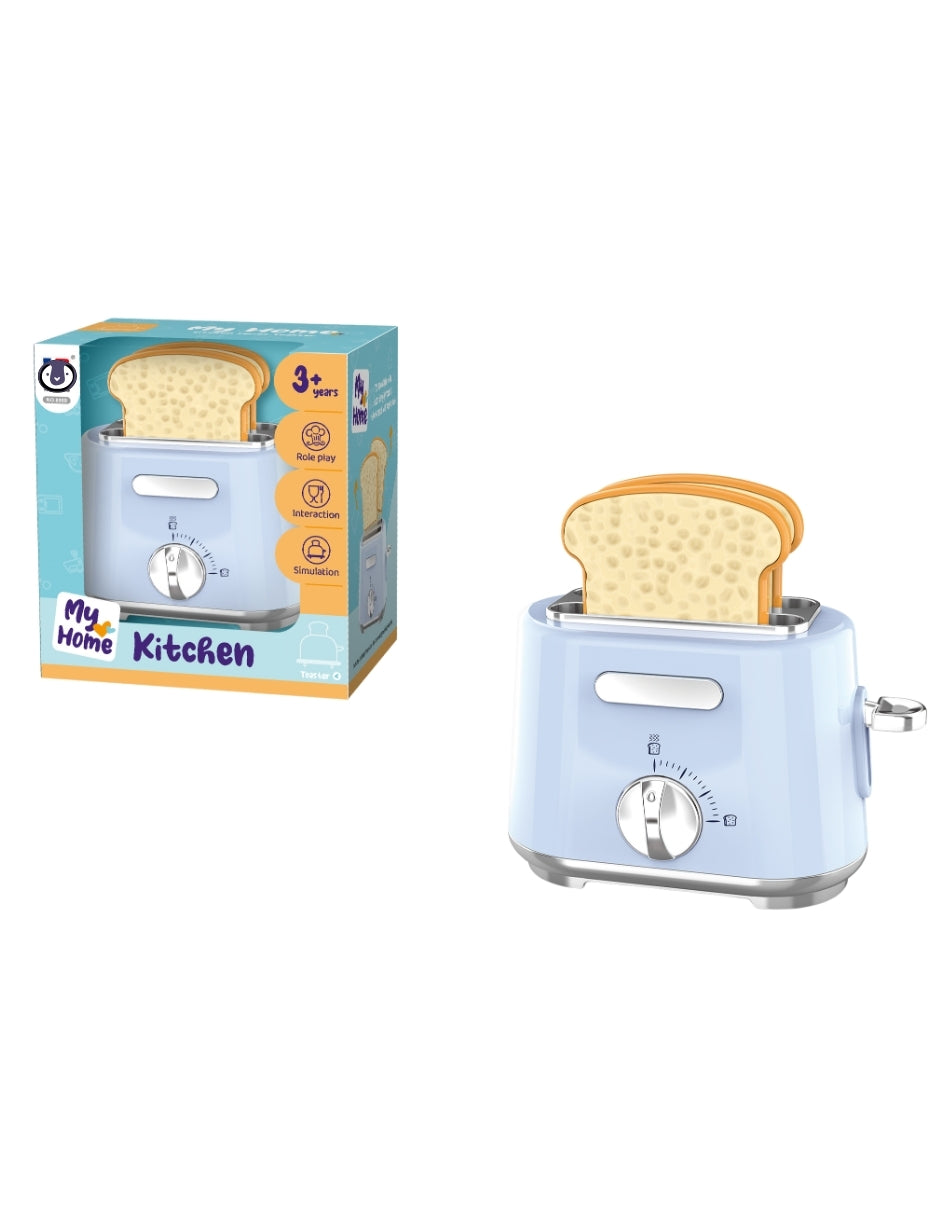 PINGÜE® Role Play | Set de Tostador a Escala | Estilo Trendy tipo SMEG/KitchenAid | Azul Pastel