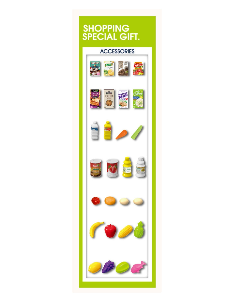 PINGÜE® Role Play | Set a Escala Carrito de Compras de Supermercado, Incluye 60 piezas y accesorios, Tamaño 25x40x44 cm, Edad 3+. Juguetes Niñas