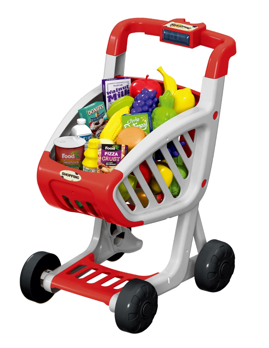 PINGÜE® Role Play | Set a Escala Carrito de Compras de Supermercado, 42 Piezas con Música, Luces y Sonidos, Tamaño 39x29x49 cm, Edad 3+. Juguetes Niñas