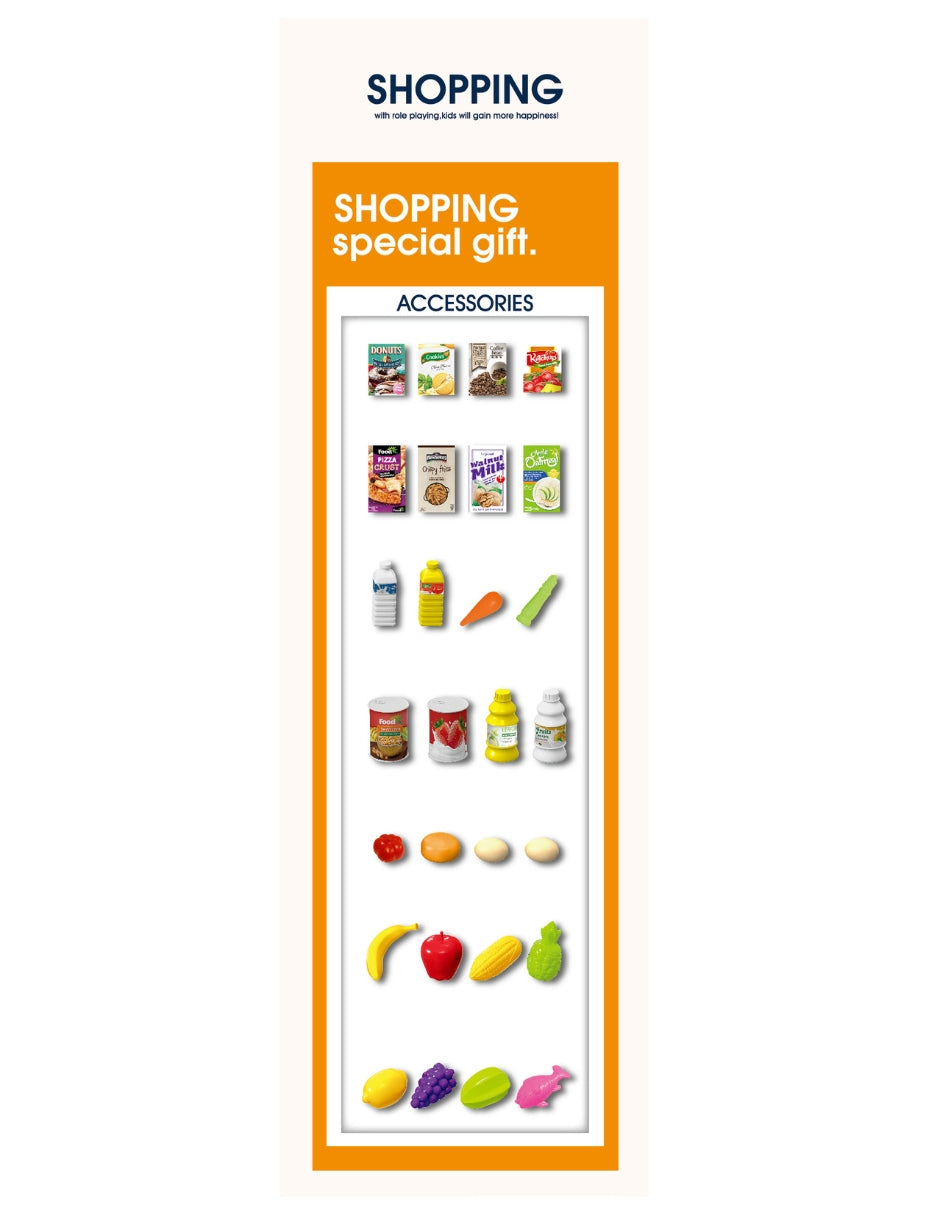 PINGÜE® Role Play | Set a Escala Carrito de Compras de Supermercado, 42 Piezas con Música, Luces y Sonidos, Tamaño 39x29x49 cm, Edad 3+. Juguetes Niñas