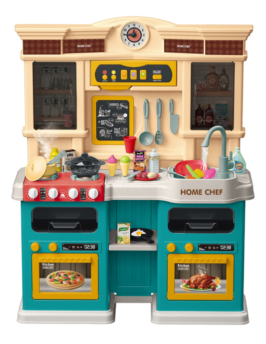 PINGÜE® Role Play | Set a Escala Cocina de Juguete, 85 Piezas con Luces y Sonido, Funciones Reales: Hervir Agua, Vapor y Grifo Funcional, Tamaño 66x24x83 cm, Edad 3+. Juguetes Niñas