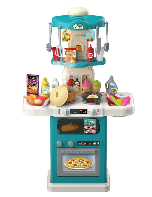 PINGÜE® Role Play | Set de Cocina de Juguete a Escala con 64 Piezas, Luces y Sonidos | Horno con luz, espacio de almacenamiento y gran variedad de accesorios. Tamaño 48x22x78. Edad 3+. Juguetes Niñas