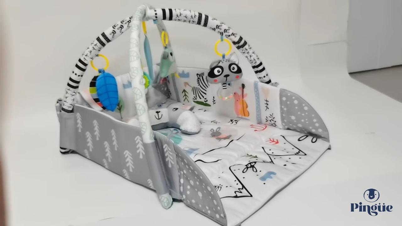 PINGÜE® Bebés | Corral, gimnasio y tapete de juego 4 en 1 para bebé | Modelo Ocean Ball, con alberca de pelotas y actividades interactivas.