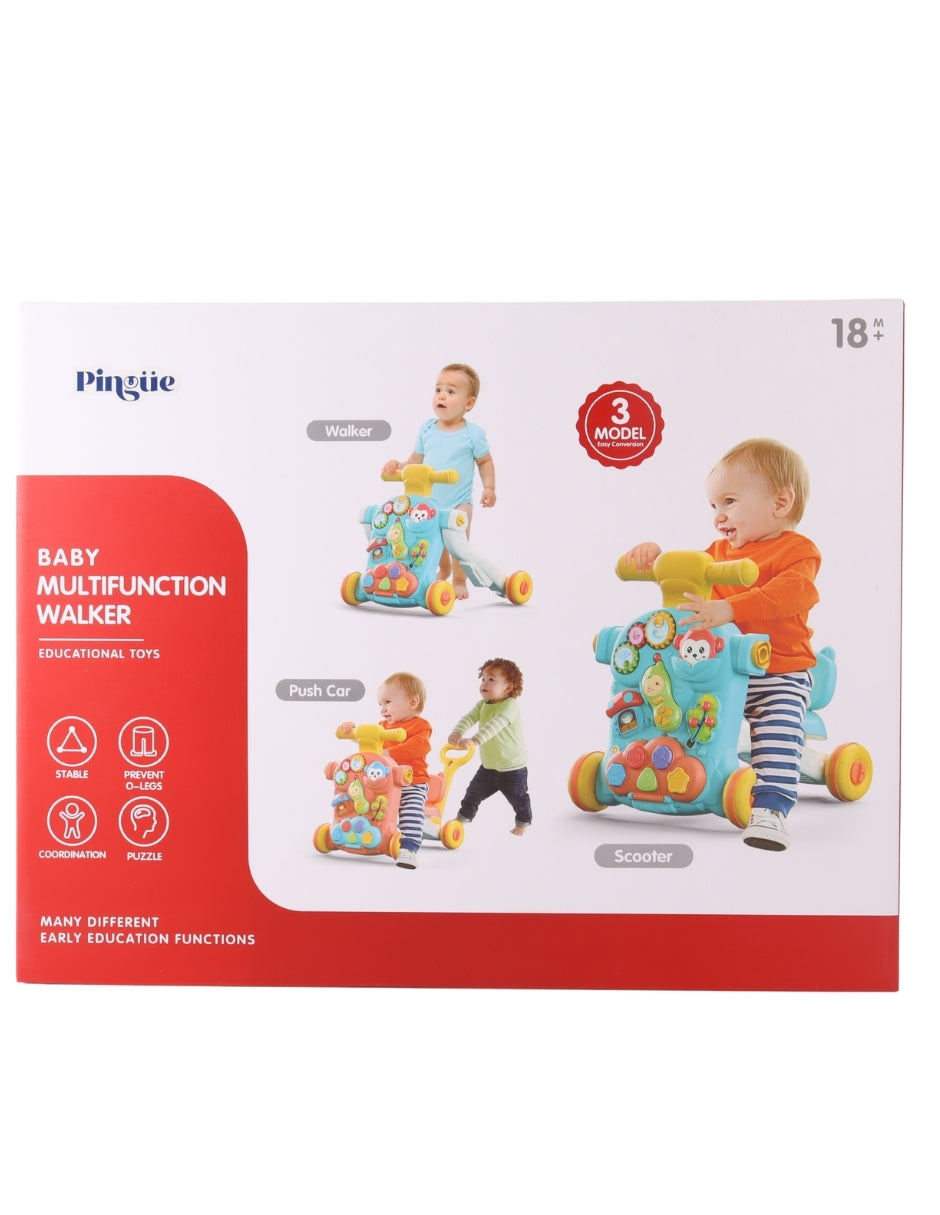 PINGÜE® Bebés | Andadera para bebé multifuncional con música para el aprendizaje y desarrollo del bebé | 3 en 1: Scooter, Andadera y Push Car | Juguete educativo interactivo.
