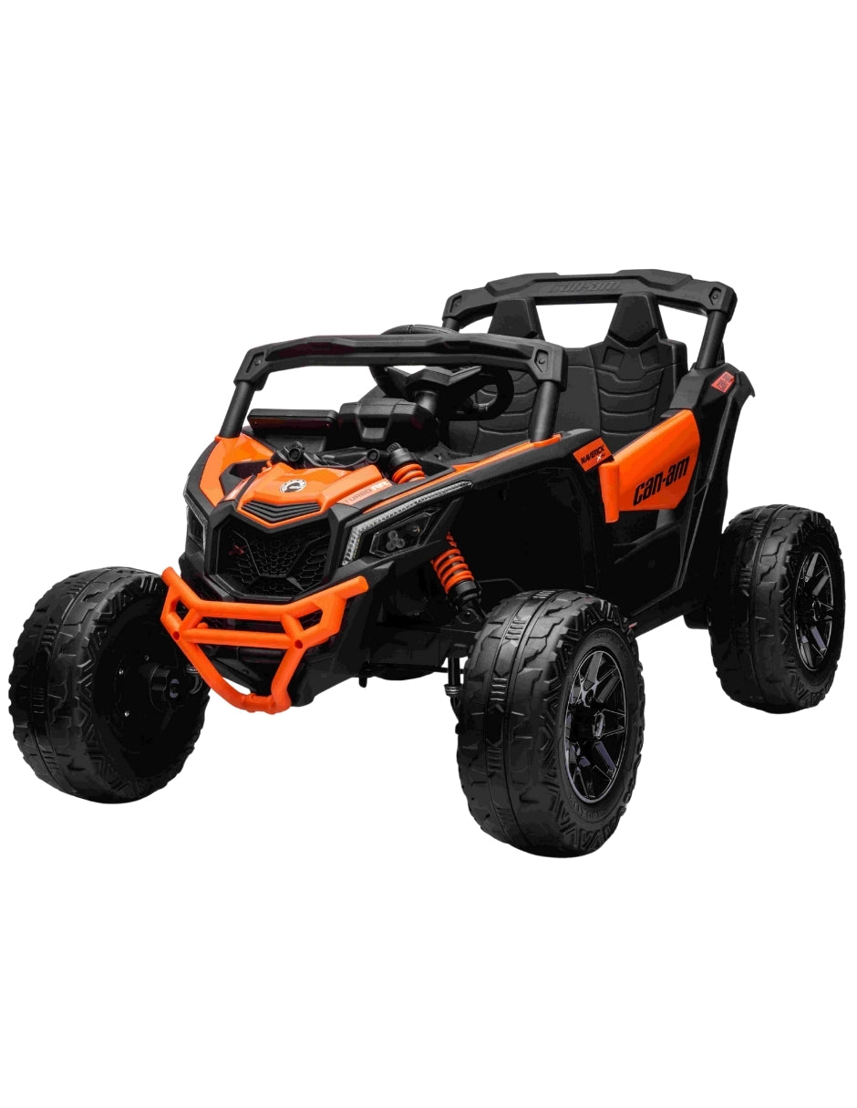 PINGÜE® Montable Eléctrico para Niños| Can-Am® RAZR Maverick Licencia Oficial | Control Remoto 2.4Ghz | Batería 12V 7AH | USB Música Radio Luz LED | 2 Motor 35W | ORANGE