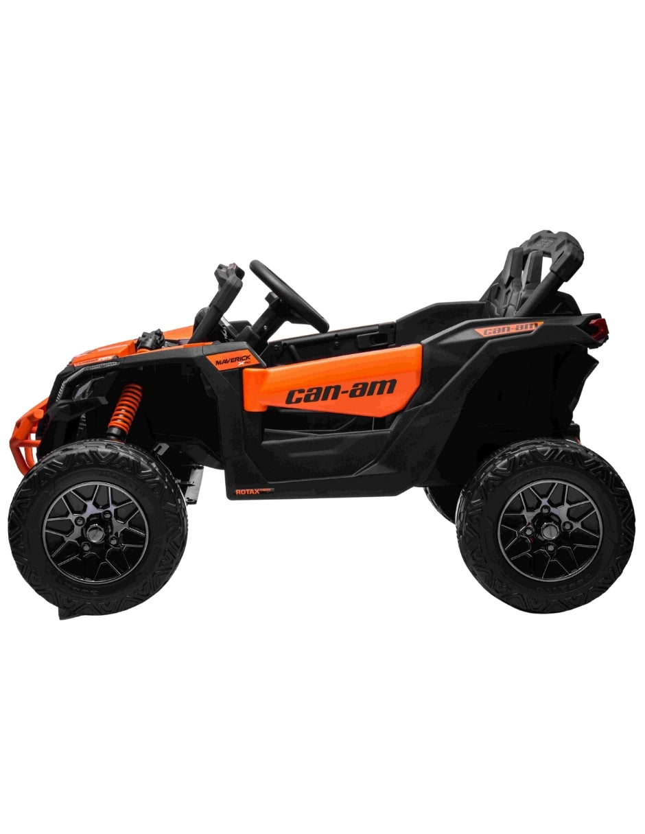 PINGÜE® Montable Eléctrico para Niños| Can-Am® RAZR Maverick Licencia Oficial | Control Remoto 2.4Ghz | Batería 12V 7AH | USB Música Radio Luz LED | 2 Motor 35W | ORANGE