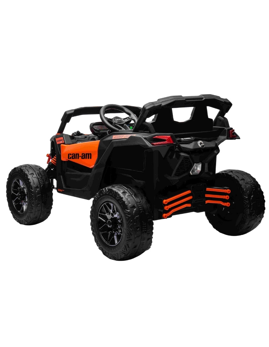 PINGÜE® Montable Eléctrico para Niños| Can-Am® RAZR Maverick Licencia Oficial | Control Remoto 2.4Ghz | Batería 12V 7AH | USB Música Radio Luz LED | 2 Motor 35W | ORANGE