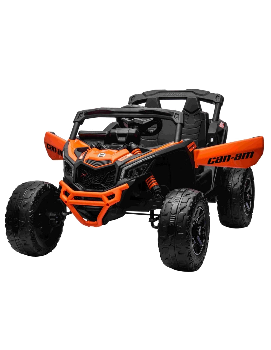 PINGÜE® Montable Eléctrico para Niños| Can-Am® RAZR Maverick Licencia Oficial | Control Remoto 2.4Ghz | Batería 12V 7AH | USB Música Radio Luz LED | 2 Motor 35W | ORANGE