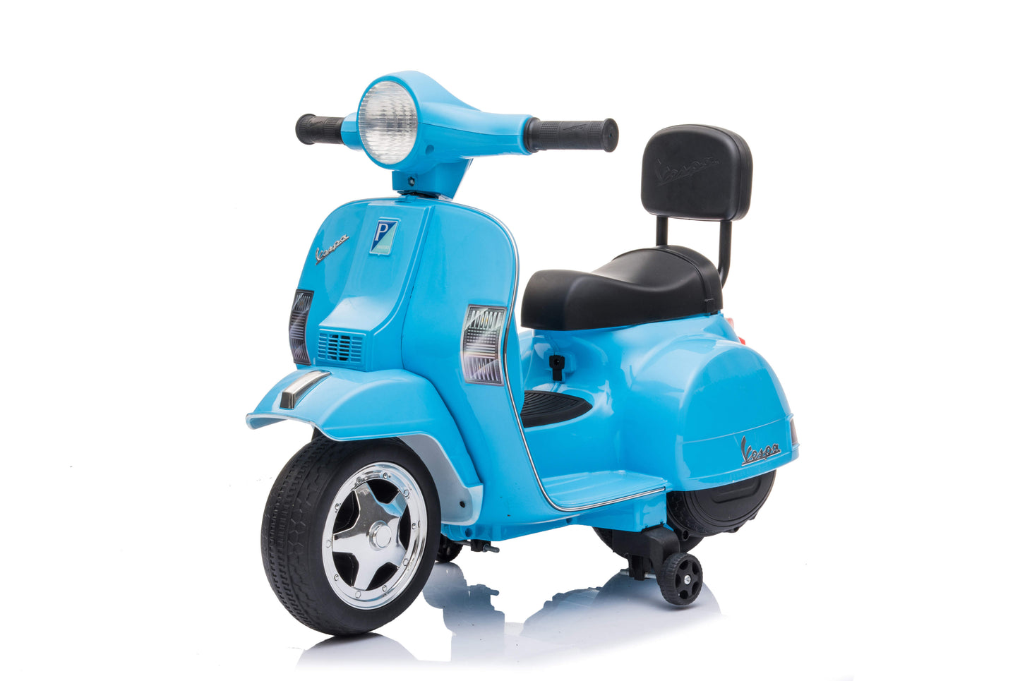 PINGÜE® Motocicleta Montable Eléctrica para Niños Vespa PX150 - Licencia Oficial | Batería 6V 4.5AH |Música, Pedal, Suspensión de Resorte | Ruedas de Soporte y Balance