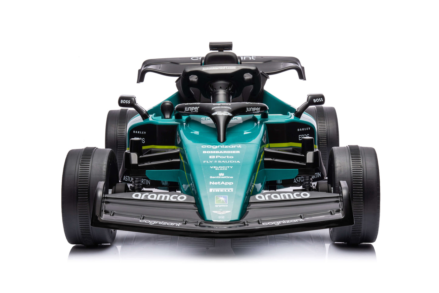 PINGÜE® Montable Go-Kart Eléctrico Niños Aston Martin Formula 1 Team AMR23 - Licencia Oficial | Control Remoto 2.4 GHz | Batería 12V 7AH |8 Km/h | 2 Motores 550 de 12,000 RPM |Luces LED, Música, Radio|