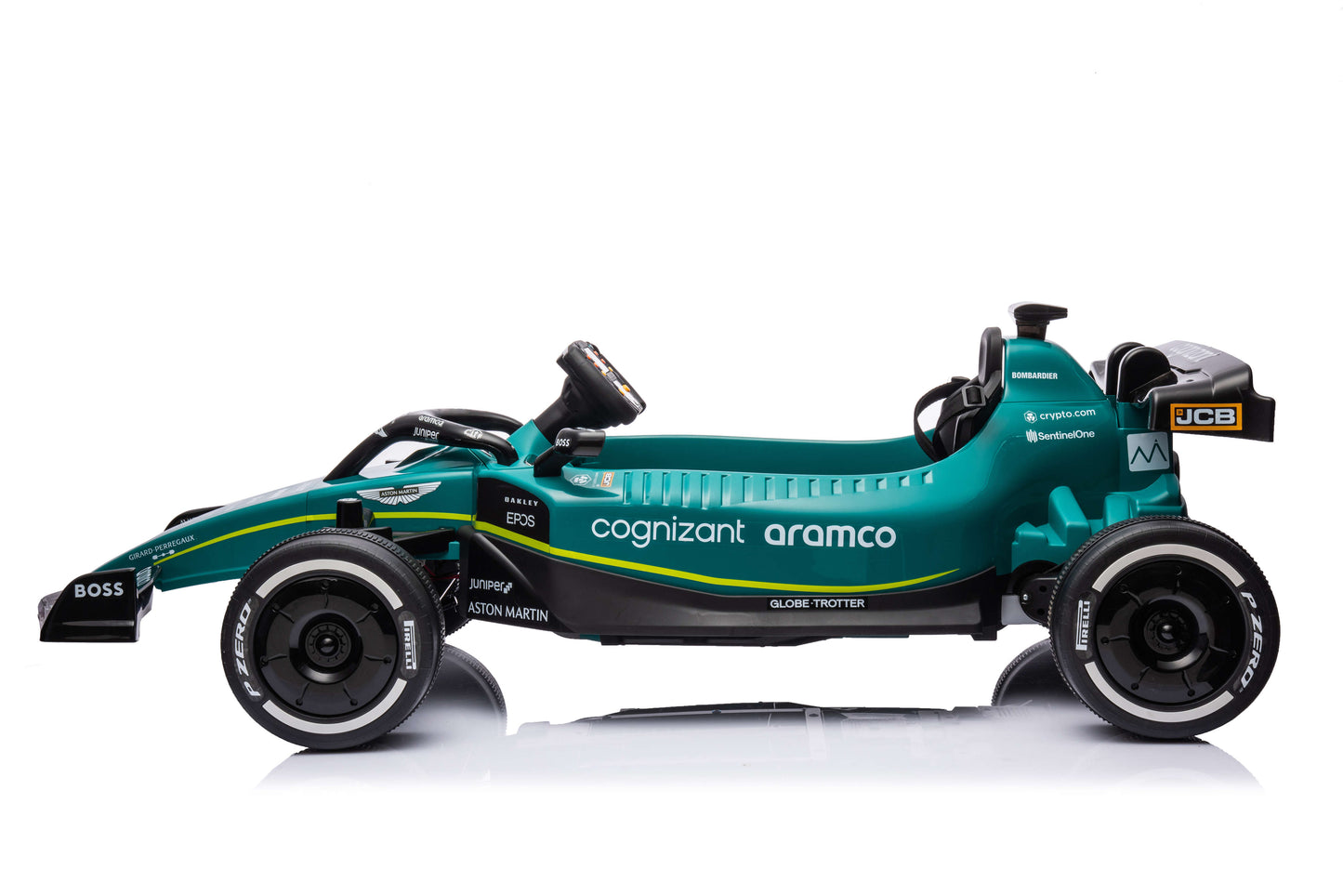 PINGÜE® Montable Go-Kart Eléctrico Niños Aston Martin Formula 1 Team AMR23 - Licencia Oficial | Control Remoto 2.4 GHz | Batería 12V 7AH |8 Km/h | 2 Motores 550 de 12,000 RPM |Luces LED, Música, Radio|
