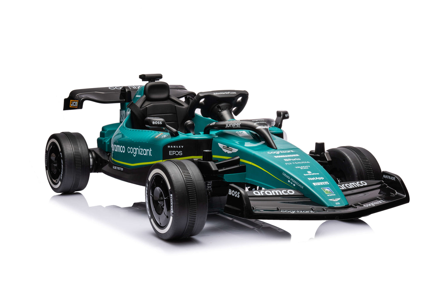 PINGÜE® Montable Go-Kart Eléctrico Niños Aston Martin Formula 1 Team AMR23 - Licencia Oficial | Control Remoto 2.4 GHz | Batería 12V 7AH |8 Km/h | 2 Motores 550 de 12,000 RPM |Luces LED, Música, Radio|