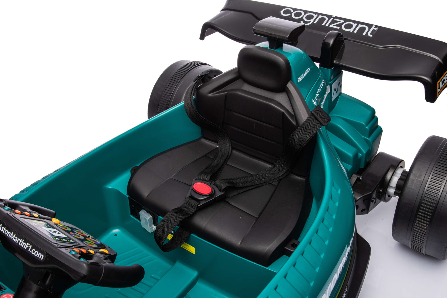 PINGÜE® Montable Go-Kart Eléctrico Niños Aston Martin Formula 1 Team AMR23 - Licencia Oficial | Control Remoto 2.4 GHz | Batería 12V 7AH |8 Km/h | 2 Motores 550 de 12,000 RPM |Luces LED, Música, Radio|