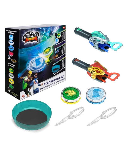 Infinity Nado VI | Set de Batalla Paquete Inicial | Infinity Nado | Playset | Edición de Lujo | Trompos Metálicos | Lanzadores Magnéticos | 2 Jugadores |