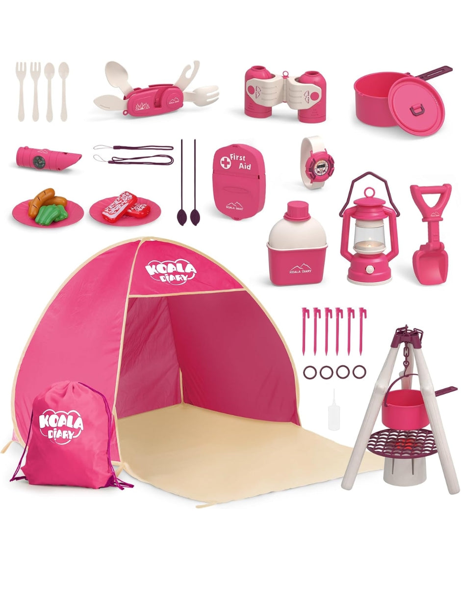 PINGÜE® Outdoors and Sports | Set Infantil | Juego de Campamento Infantil | Casa de Campaña y Accesorios Kit Captura de Insectos | Color Rosa | Juguetes Niños y Niñas.