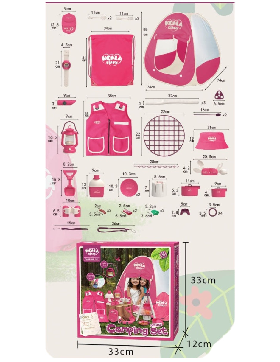 PINGÜE® Outdoors and Sports | Set Infantil | Juego de Campamento Infantil | Casa de Campaña y Accesorios Kit Captura de Insectos | Color Rosa | Juguetes Niños y Niñas.