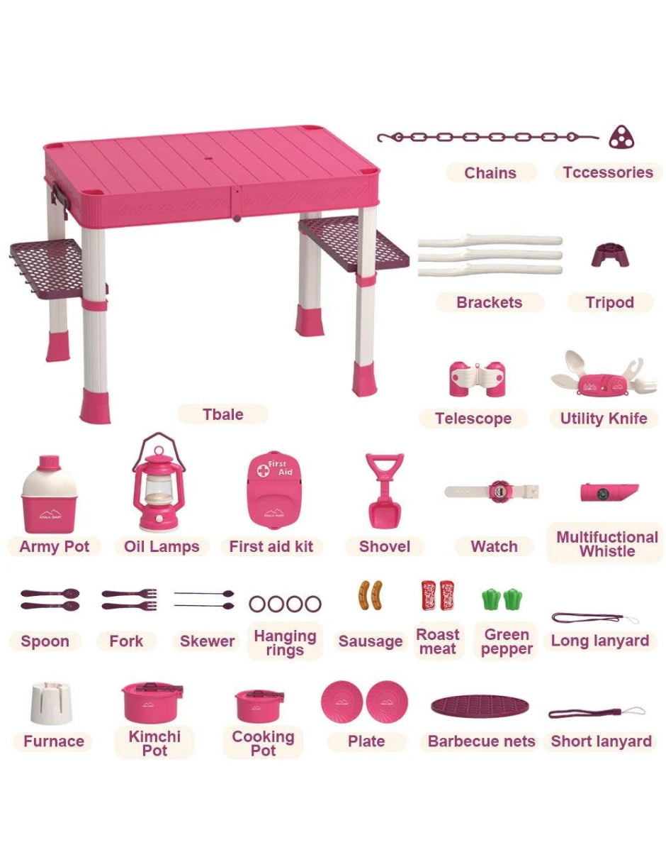 PINGÜE® Outdoors and Sports | Juego de Campamento Infantil | Mesa de Campamento Infantil | Mesa Exterior y Accesorios de Juego | Juguetes Niños y Niñas