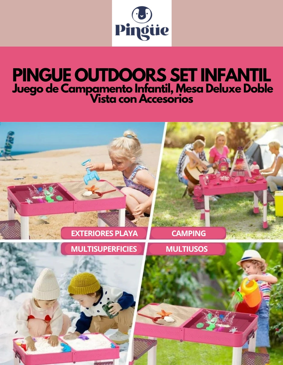 PINGÜE® Outdoors and Sports | Juego de Campamento Infantil | Mesa de Campamento Infantil | Mesa Exterior y Accesorios de Juego | Juguetes Niños y Niñas