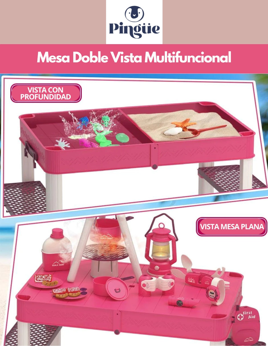PINGÜE® Outdoors and Sports | Juego de Campamento Infantil | Mesa de Campamento Infantil | Mesa Exterior y Accesorios de Juego | Juguetes Niños y Niñas