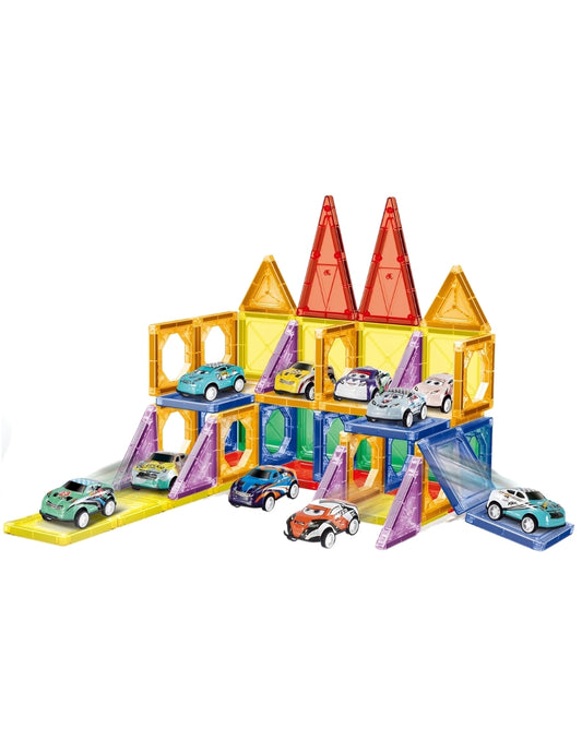 PINGÜE® Magnetic | Set de Bloques de Construcción Magnéticos 3D | 68 Piezas | Mod. Garage de Vehículos | STEM | Juguetes Niños y Niñas.