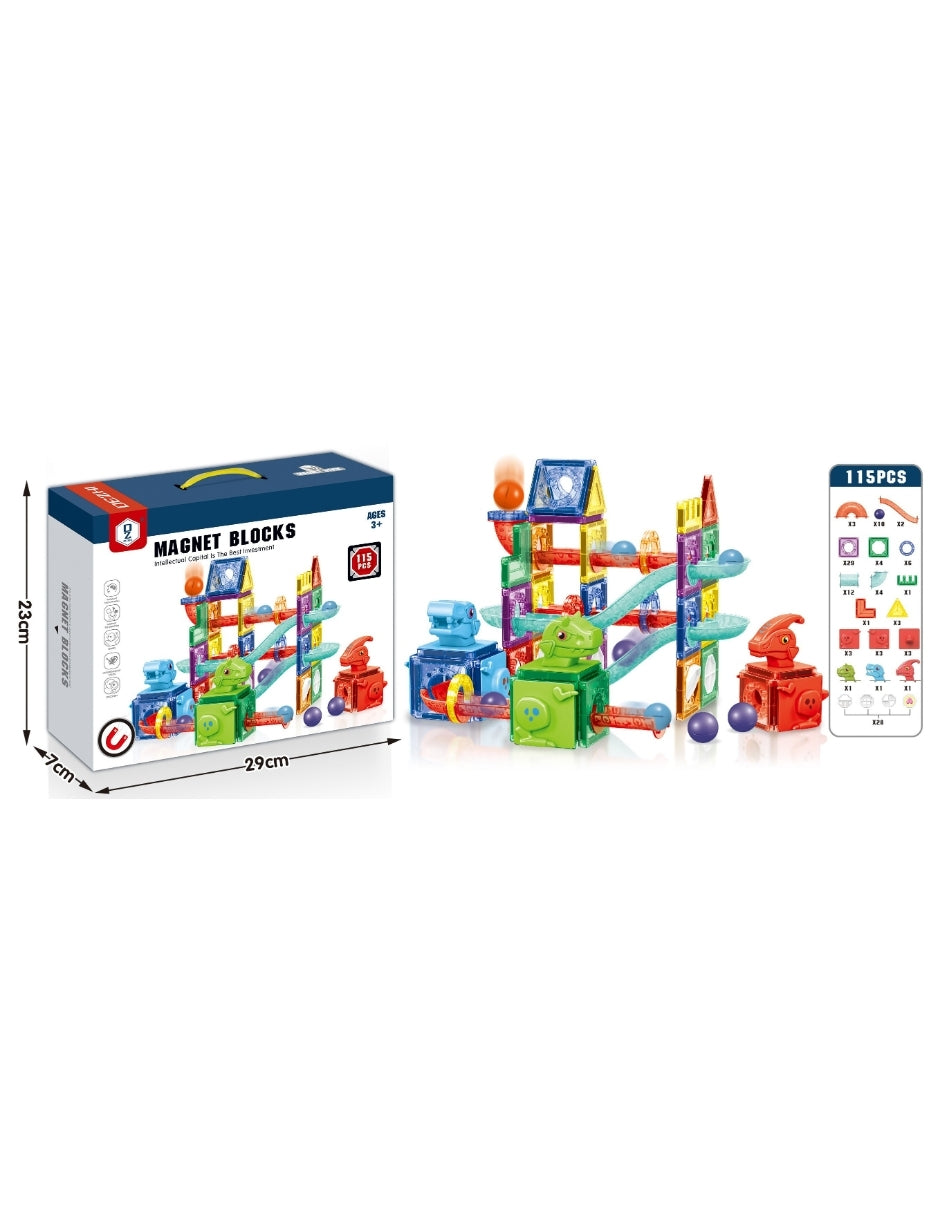 PINGÜE® Magnetic | Set de Bloques de Construcción Magnéticos 3D | 115 Piezas | Mod. Parque de Dinosaurios | STEM | Juguetes Niños y Niñas.