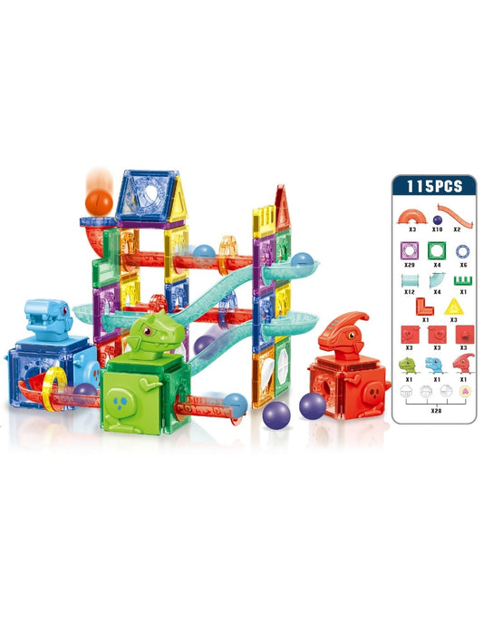 PINGÜE® Magnetic | Set de Bloques de Construcción Magnéticos 3D | 115 Piezas | Mod. Parque de Dinosaurios | STEM | Juguetes Niños y Niñas.
