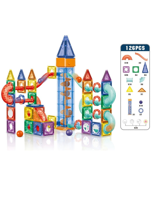 PINGÜE® Magnetic | Set de Bloques de Construcción Magnéticos 3D | 126 Piezas | Mod. Parque de Diversiones | STEM | Juguetes Niños y Niñas.