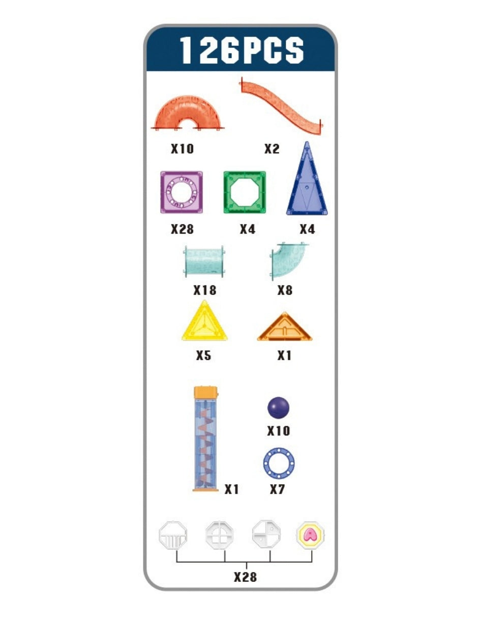 PINGÜE® Magnetic | Set de Bloques de Construcción Magnéticos 3D | 126 Piezas | Mod. Parque de Diversiones | STEM | Juguetes Niños y Niñas.