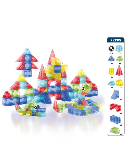 PINGÜE® Magnetic | Set de Bloques de Construcción Magnéticos 3D | 72 Piezas | Mod. Figuras Geométricas | STEM | Juguetes Niños y Niñas.