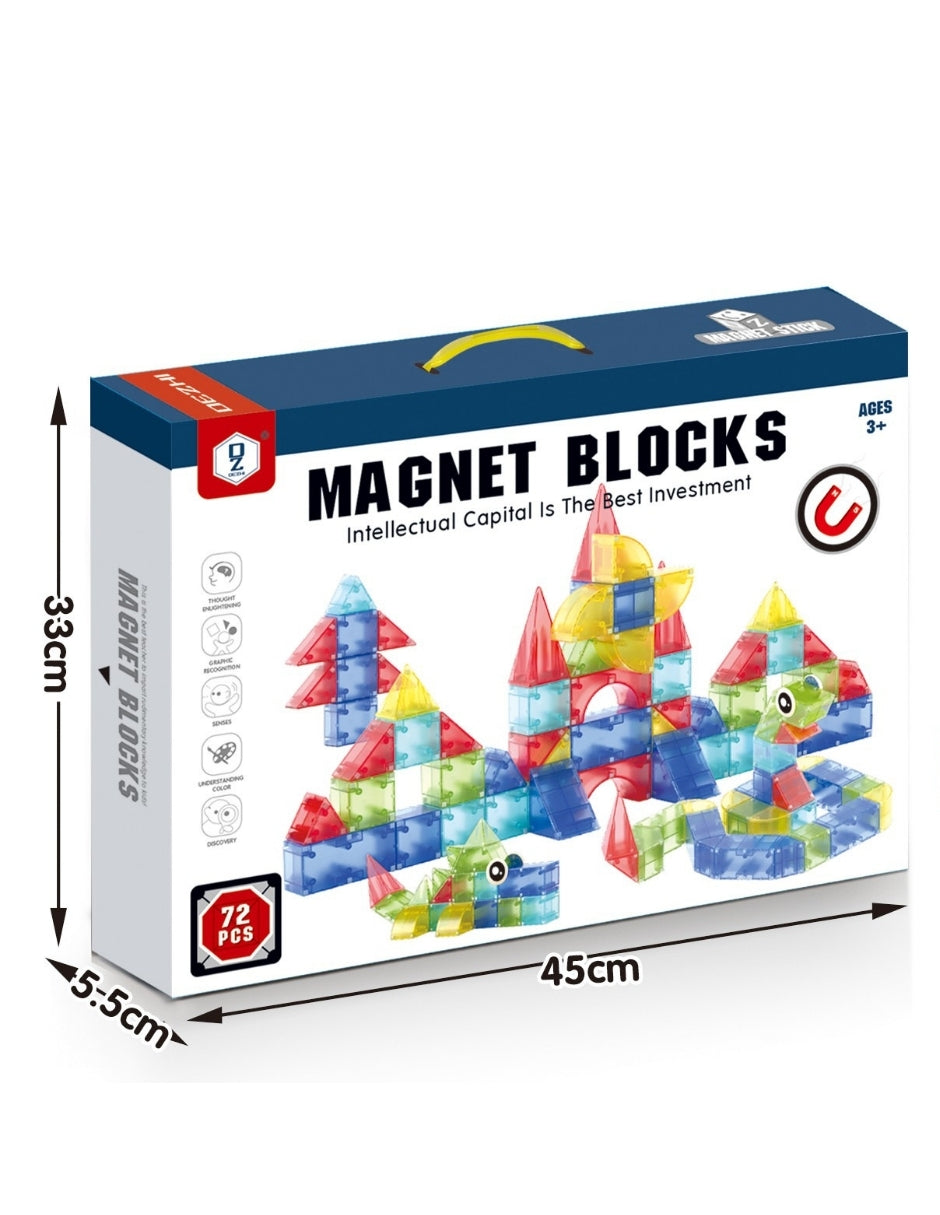 PINGÜE® Magnetic | Set de Bloques de Construcción Magnéticos 3D | 72 Piezas | Mod. Figuras Geométricas | STEM | Juguetes Niños y Niñas.
