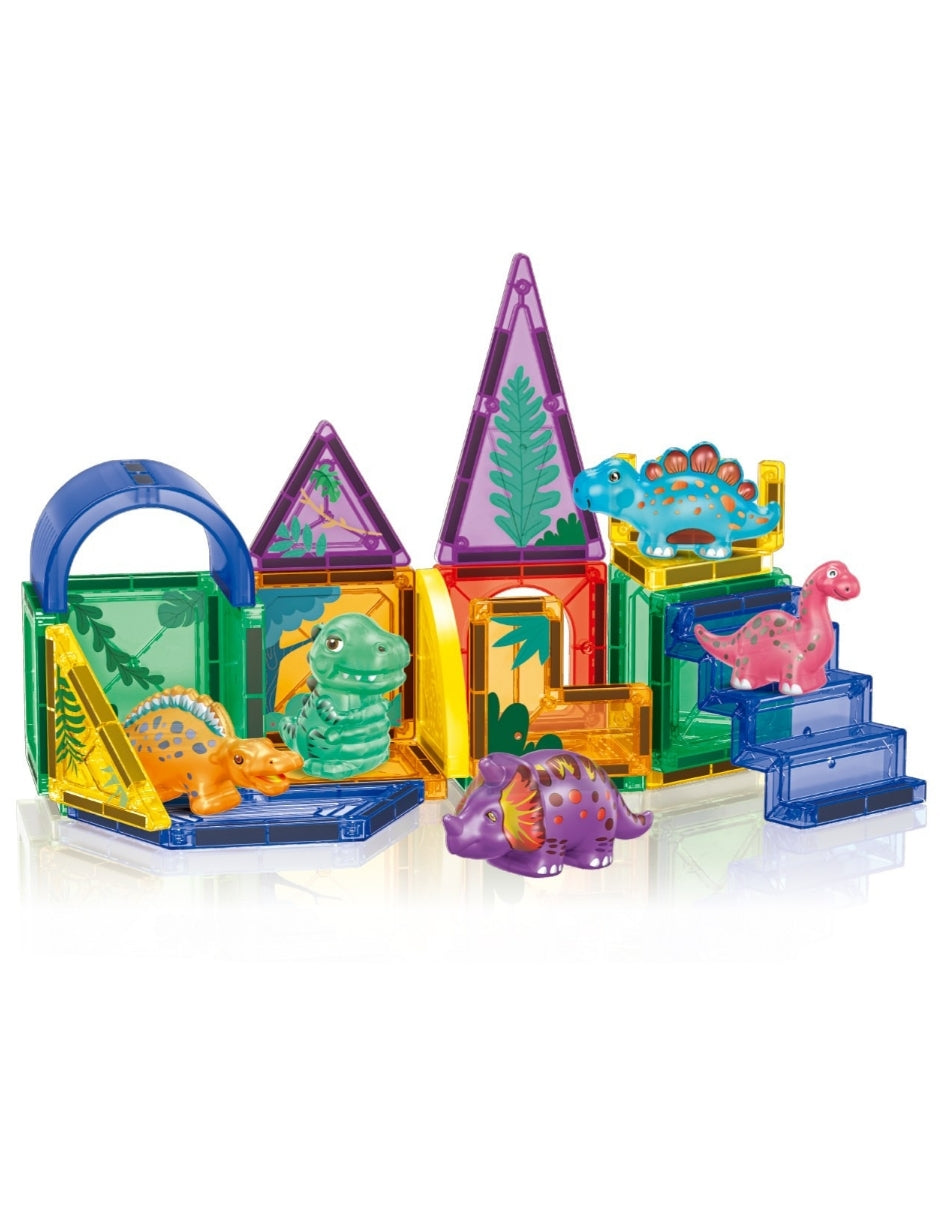 PINGÜE® Magnetic | Set de Bloques de Construcción Magnéticos 3D | 27 Piezas | Dinosaurios | STEM | Juguetes Niños y Niñas.