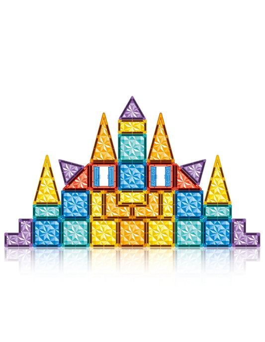 PINGÜE® Magnetic | Set de Bloques de Construcción Magnéticos 3D | 45 Piezas | Castillo de Cristal | STEM | Juguetes Niños y Niñas.