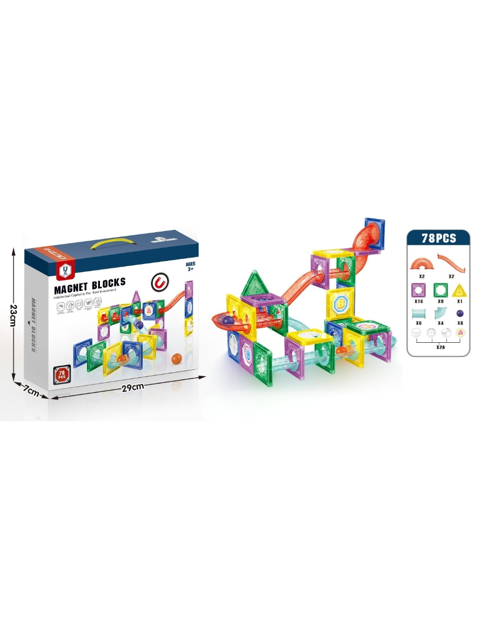 PINGÜE® Magnetic | Set de Bloques de Construcción Magnéticos 3D | 78 Piezas | Mod. Toboganes | STEM | Juguetes Niños y Niñas.