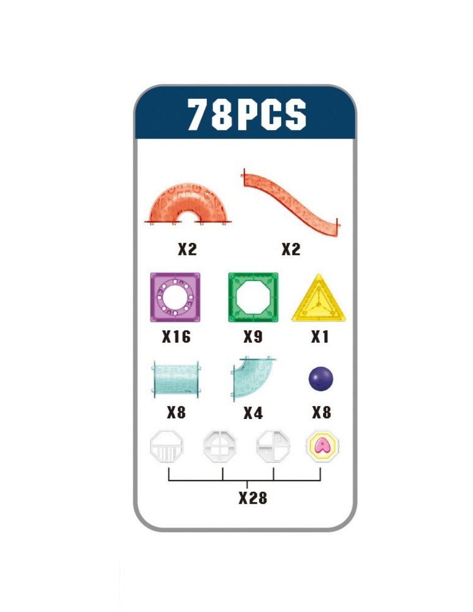 PINGÜE® Magnetic | Set de Bloques de Construcción Magnéticos 3D | 78 Piezas | Mod. Toboganes | STEM | Juguetes Niños y Niñas.