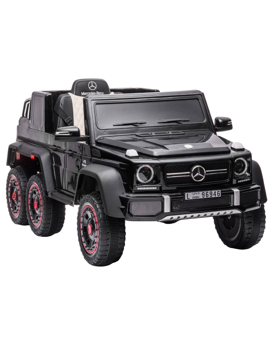PINGÜE® Montable Eléctrico Niños Mercedes Benz®  G63 AMG 6X6 Licencia Oficial | Control Remoto 2.4 GHz | Batería 12V 7AH |8 Km/h | 2 Motores 35W | Luces LED, Música, Radio| BLACK