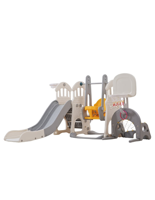 PINGÜE® In-Outdoors | Parque Multijuegos para interiores 5 en 1 | Resbaladilla, Columpio, Portería, Canasta y Pasamanos | Parque infantil interior y exterior| Juguetes para Niños | Fabricado con HDPE | Tamaño 205 x 190 x 97 cm