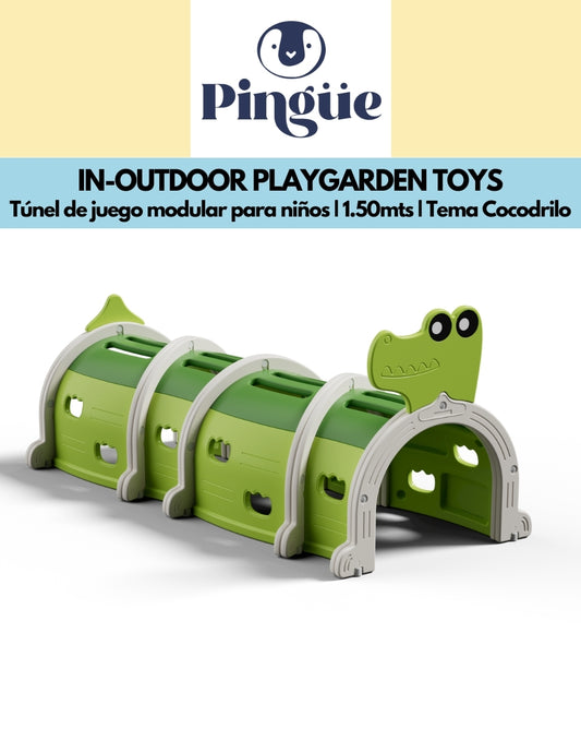 PINGÜE® In-Outdoors | Túnel de juego de para niños modulable de 1.50Mts | Escalada y Arrastre | Interior y exterior | 3 Secciones multicolor | Fabricado con HDPE | Tamaño 150 x 56 x 92 cm