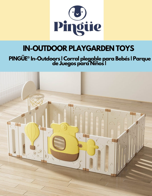 PINGÜE® In-Outdoors | Corral plegable para Bebés | Parque de Juegos para Niños | Divertido, Corral Hogar Interior Exterior (16 paneles)| Tamaño 150 x 200 x 65 cm