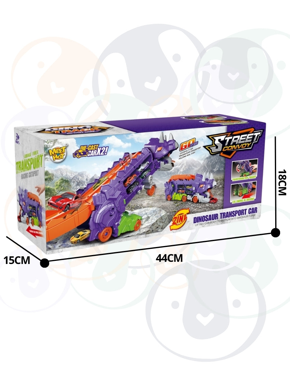 PINGÜE® City & Speed | Pista Dino Track para Niños | Set de Transporte y Almacenamiento | Alta Velocidad, Para Vehículos 1:64 | Morado | Tamaño 63x14x31 | Juguetes Niños estilo Hot Wheels
